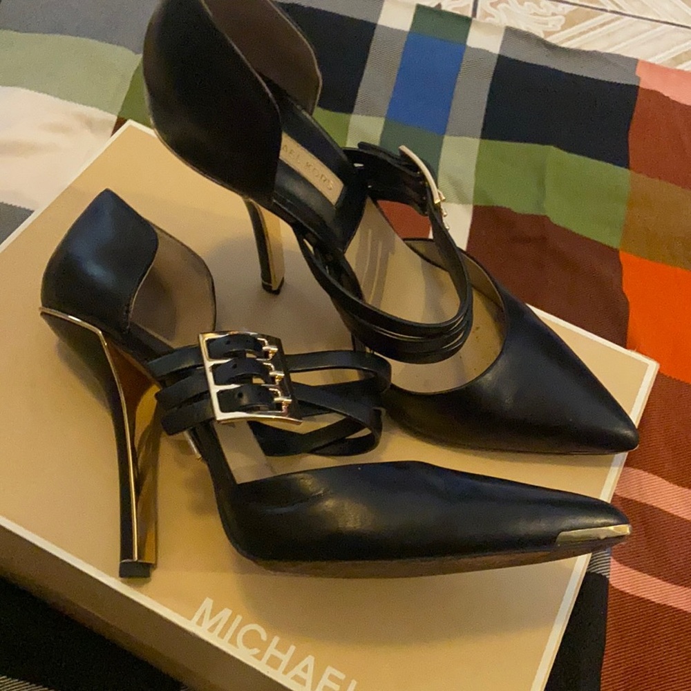 Michael Kors Leather Annalee Black 37 1/2 Pre-owned